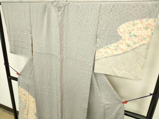 平和屋着物●訪問着　絞り　草花　正絹　逸品　DABL9035op