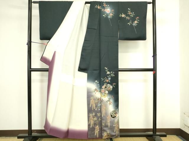 平和屋着物●訪問着　刺繍　雪輪花文　暈し染め　金銀彩　正絹　逸品　DABL9039op