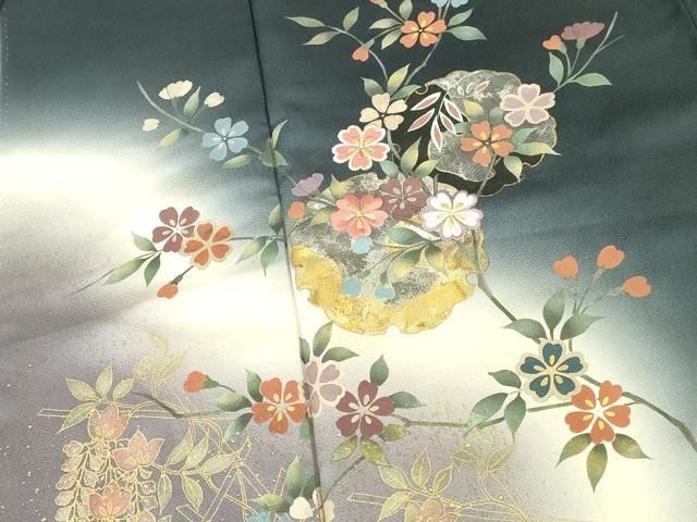 平和屋着物●訪問着　刺繍　雪輪花文　暈し染め　金銀彩　正絹　逸品　DABL9039op