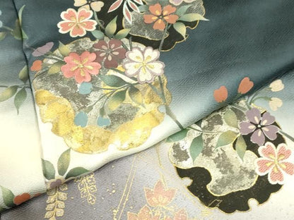 平和屋着物●訪問着　刺繍　雪輪花文　暈し染め　金銀彩　正絹　逸品　DABL9039op