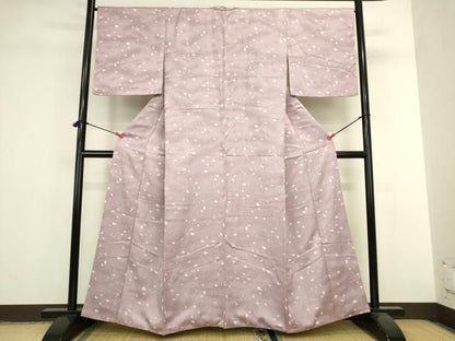 平和屋着物●上質な小紋　舞桜　暈し染め　銀通し地　正絹　逸品　DABL9043op