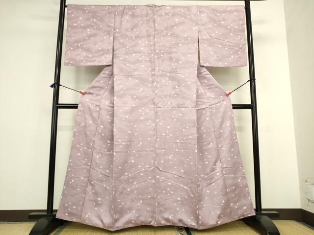 平和屋着物●上質な小紋　舞桜　暈し染め　銀通し地　正絹　逸品　DABL9043op