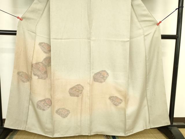 平和屋着物●中国三大刺繍　汕頭刺繍　スワトウ刺繍　総刺繍　訪問着　草花　暈し染め　正絹　逸品　未使用　DABL9044op