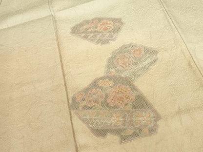 平和屋着物●中国三大刺繍　汕頭刺繍　スワトウ刺繍　総刺繍　訪問着　草花　暈し染め　正絹　逸品　未使用　DABL9044op