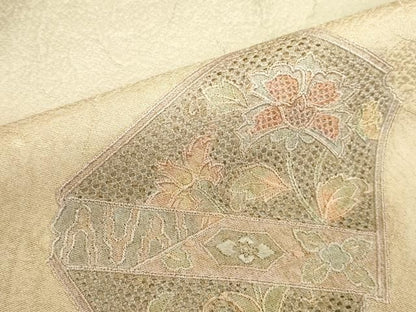 平和屋着物●中国三大刺繍　汕頭刺繍　スワトウ刺繍　総刺繍　訪問着　草花　暈し染め　正絹　逸品　未使用　DABL9044op