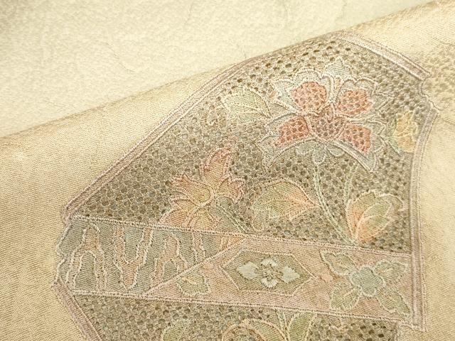 平和屋着物●中国三大刺繍　汕頭刺繍　スワトウ刺繍　総刺繍　訪問着　草花　暈し染め　正絹　逸品　未使用　DABL9044op