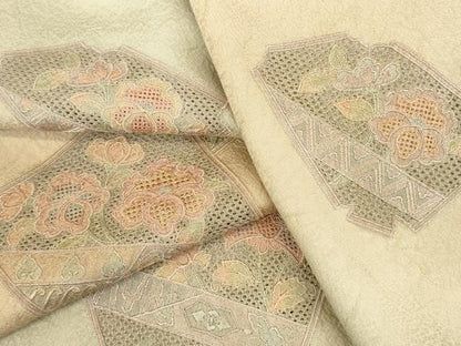 平和屋着物●中国三大刺繍　汕頭刺繍　スワトウ刺繍　総刺繍　訪問着　草花　暈し染め　正絹　逸品　未使用　DABL9044op
