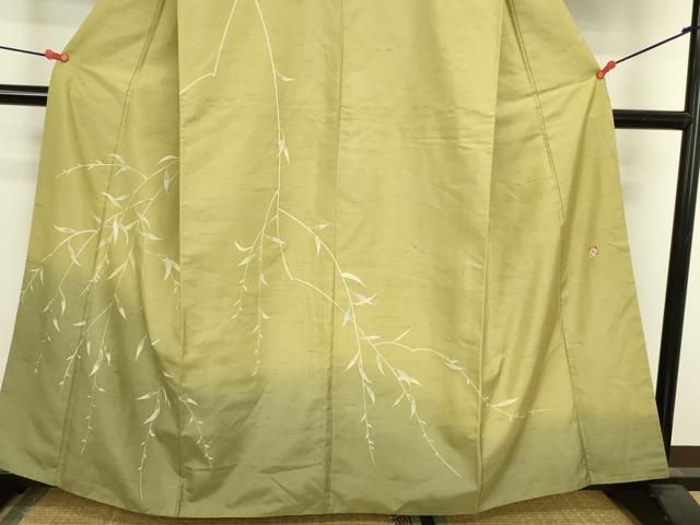 平和屋着物●石川県指定無形文化財　牛首紬　白山工房　手織り　訪問着　枝葉文　暈し染め　正絹　逸品　DABL9051op