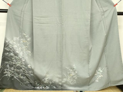 平和屋着物●訪問着　駒刺繍　花松文　暈し染め　金銀彩　正絹　逸品　DABL9052op