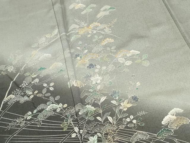平和屋着物●訪問着　駒刺繍　花松文　暈し染め　金銀彩　正絹　逸品　DABL9052op