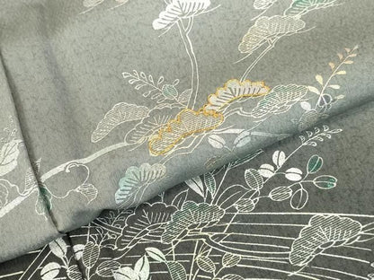 平和屋着物●訪問着　駒刺繍　花松文　暈し染め　金銀彩　正絹　逸品　DABL9052op