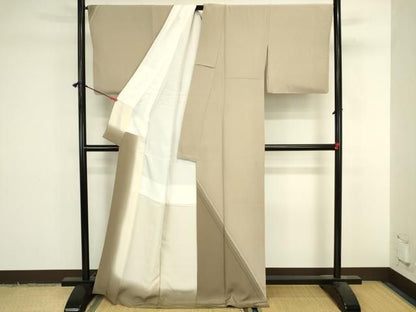 平和屋着物●訪問着　斜縞　ロング丈　正絹　逸品　DABL9055op