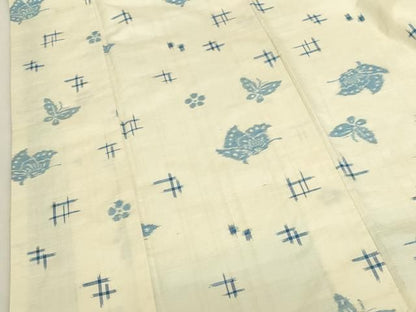 平和屋着物●上質な紬　舞蝶花文　正絹　逸品　DABL9058op