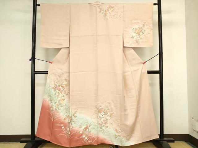 平和屋着物●訪問着　雪輪花文　暈し染め　金銀彩　正絹　逸品　DABL9059op