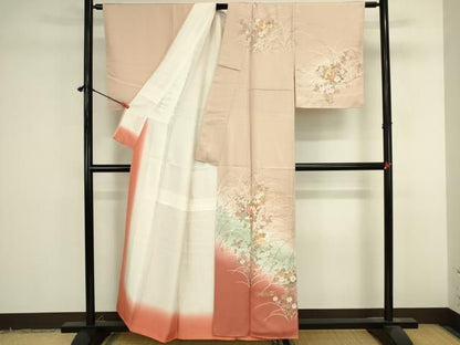 平和屋着物●訪問着　雪輪花文　暈し染め　金銀彩　正絹　逸品　DABL9059op