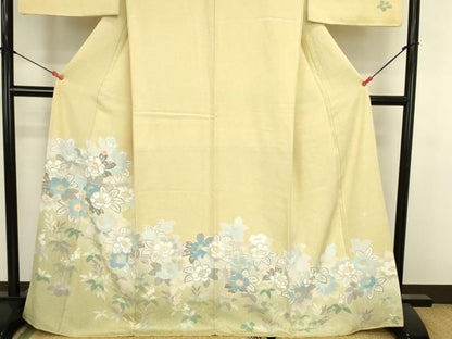 平和屋着物●訪問着　友禅　作家物　草花　暈し染め　ロング丈　正絹　逸品　DABL9060op
