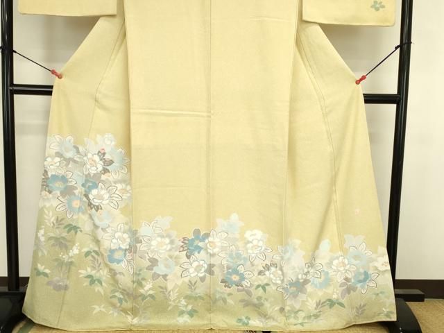 平和屋着物●訪問着　友禅　作家物　草花　暈し染め　ロング丈　正絹　逸品　DABL9060op