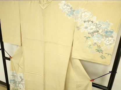 平和屋着物●訪問着　友禅　作家物　草花　暈し染め　ロング丈　正絹　逸品　DABL9060op