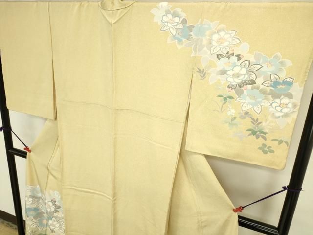 平和屋着物●訪問着　友禅　作家物　草花　暈し染め　ロング丈　正絹　逸品　DABL9060op