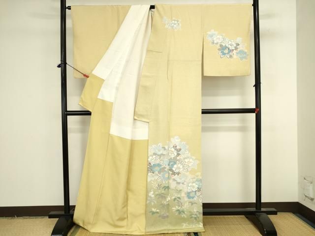 平和屋着物●訪問着　友禅　作家物　草花　暈し染め　ロング丈　正絹　逸品　DABL9060op