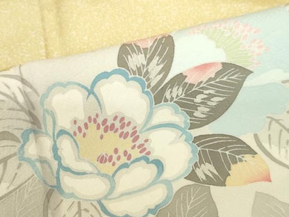 平和屋着物●訪問着　友禅　作家物　草花　暈し染め　ロング丈　正絹　逸品　DABL9060op