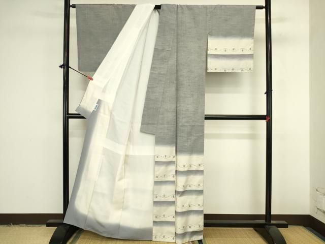 平和屋着物●訪問着　紬地　燕絣　横段文　暈し染め　正絹　逸品　DABL9072op
