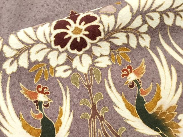 平和屋着物●色留訪問着　作家物　向かい鳥花文　金彩　正絹　逸品　DABL9101op