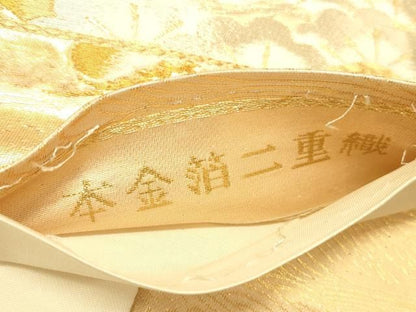 平和屋本店▼六通柄袋帯　枝松　本金箔二重織　正絹　逸品　DABL9233op