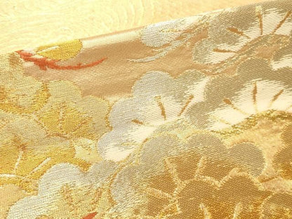 平和屋本店▼六通柄袋帯　枝松　本金箔二重織　正絹　逸品　DABL9233op