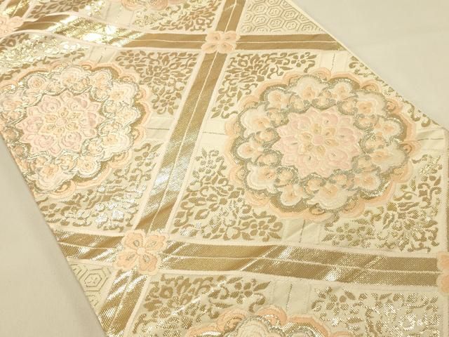 平和屋本店▼六通柄袋帯　唐織　正倉院菱取更紗華文　純金箔24K　正絹　逸品　DABL9234op