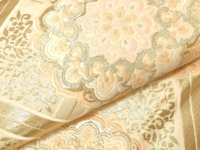 平和屋本店▼六通柄袋帯　唐織　正倉院菱取更紗華文　純金箔24K　正絹　逸品　DABL9234op