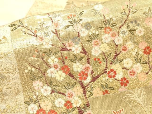 平和屋本店▼西陣　織華佐竹謹製　六通柄袋帯　唐織　九百錦　瑞鳳錦　色紙取瑞鳥花車文　本金箔　証紙付き　正絹　逸品　DABL9235op