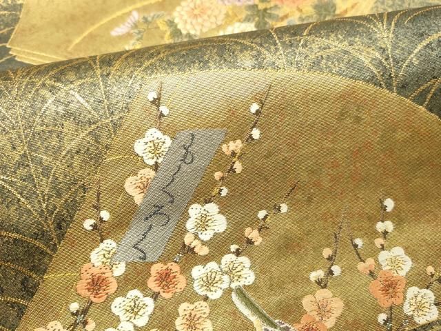 平和屋本店▼六通柄袋帯　唐織　秋草謡本文　本金鍍金箔　正絹　逸品　DABL9239op