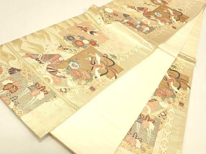 平和屋本店▼六通柄袋帯　唐織　舞蝶鳳凰花熨斗文　宴舞　本金箔　九百錦　正絹　逸品　DABL9254op
