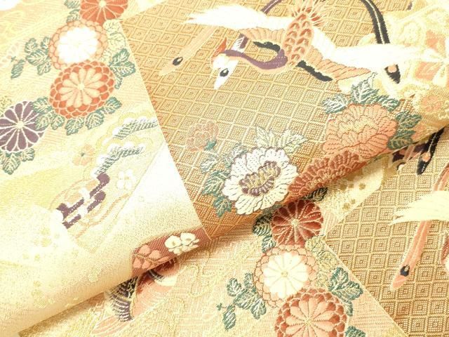 平和屋本店▼六通柄袋帯　唐織　舞蝶鳳凰花熨斗文　宴舞　本金箔　九百錦　正絹　逸品　DABL9254op