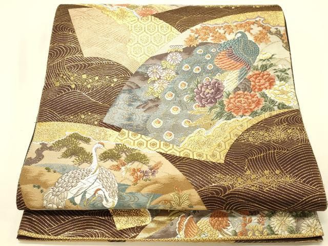 平和屋本店▼六通柄袋帯　唐織　桃山王朝扇面文　本金箔　正絹　逸品　DABL9257op