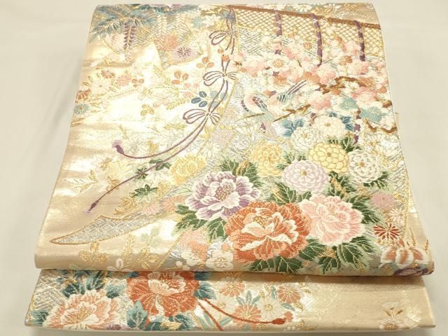 平和屋本店▼六通柄袋帯　唐織　几帳小袖紋　本金二重箔　正絹　逸品　DABL9261op