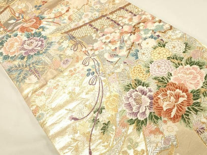 平和屋本店▼六通柄袋帯　唐織　几帳小袖紋　本金二重箔　正絹　逸品　DABL9261op