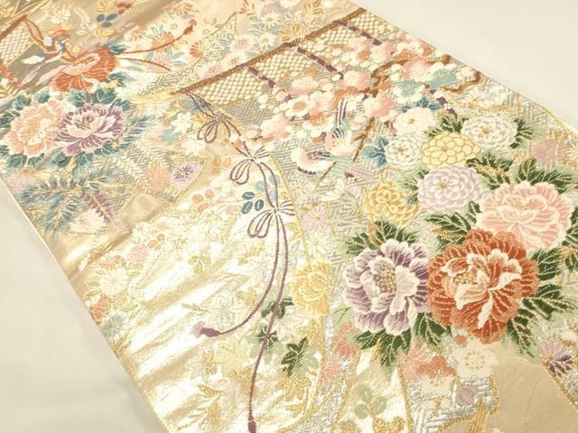 平和屋本店▼六通柄袋帯　唐織　几帳小袖紋　本金二重箔　正絹　逸品　DABL9261op