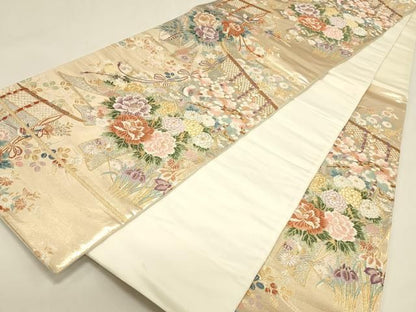 平和屋本店▼六通柄袋帯　唐織　几帳小袖紋　本金二重箔　正絹　逸品　DABL9261op