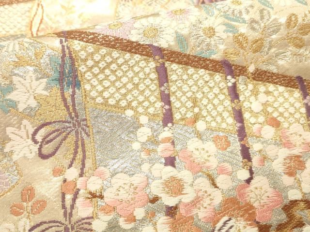 平和屋本店▼六通柄袋帯　唐織　几帳小袖紋　本金二重箔　正絹　逸品　DABL9261op
