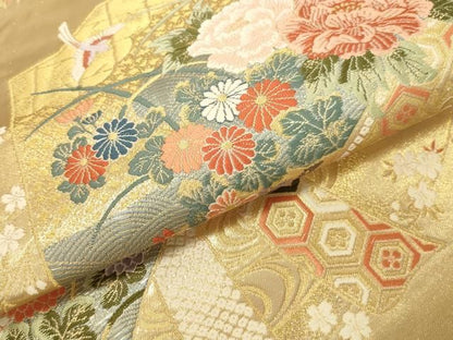 平和屋本店▼六通柄袋帯　唐織　聚春扇水文　本金箔　正絹　逸品　DABL9268op