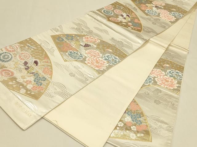 平和屋本店▼西陣　六通柄袋帯　唐織　若沖花鳥紋　弐拾四金二重箔　証紙付き　正絹　逸品　DABL9279op