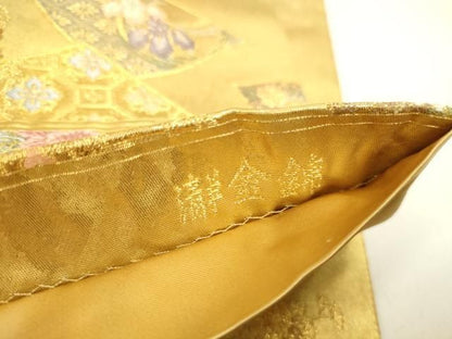平和屋本店●六通柄袋帯　唐織　熨斗の薫　瀞金錦　本金箔　正絹　逸品　DABL9442op