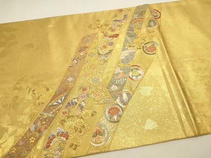 平和屋本店●六通柄袋帯　唐織　熨斗の薫　瀞金錦　本金箔　正絹　逸品　DABL9442op