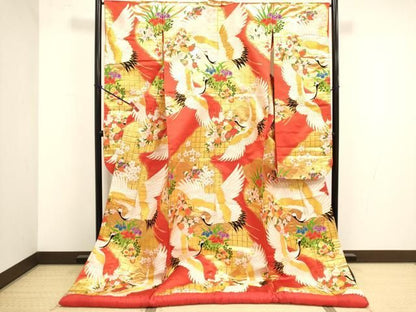 平和屋本店●色打掛　お引きずり　和装　婚礼　結婚式　花嫁　神社挙式　唐織　飛鶴花文　金糸　逸品　DABM1742cd