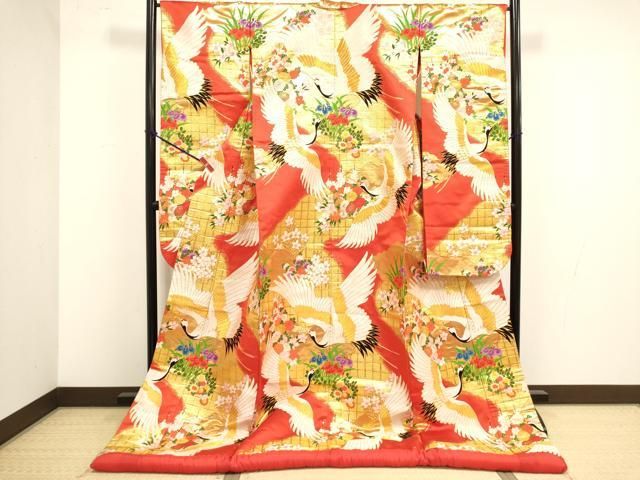 平和屋本店●色打掛　お引きずり　和装　婚礼　結婚式　花嫁　神社挙式　唐織　飛鶴花文　金糸　逸品　DABM1742cd