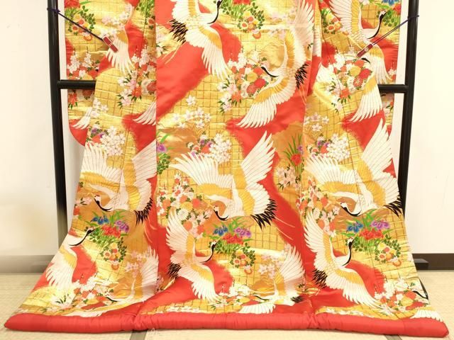 平和屋本店●色打掛　お引きずり　和装　婚礼　結婚式　花嫁　神社挙式　唐織　飛鶴花文　金糸　逸品　DABM1742cd
