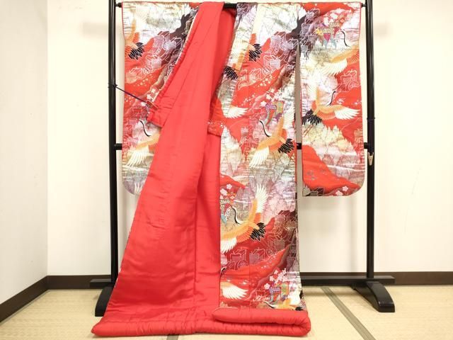 平和屋本店●色打掛　お引きずり　和装　婚礼　結婚式　花嫁　神社挙式　唐織　御所車飛鶴花文　金銀糸　逸品　DABM1743cd