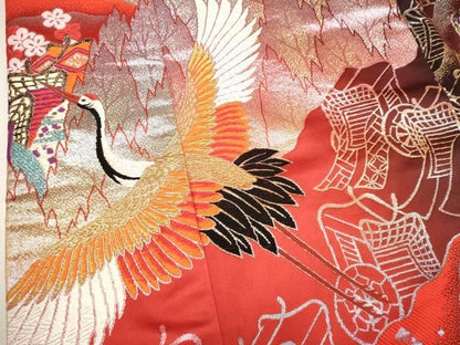 平和屋本店●色打掛　お引きずり　和装　婚礼　結婚式　花嫁　神社挙式　唐織　御所車飛鶴花文　金銀糸　逸品　DABM1743cd